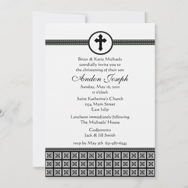 Invitación cruzada en blanco y negro (Anverso)