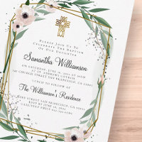 Invitación cruzada floral geométrica moderna del