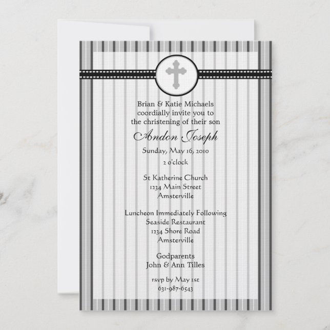 Invitación cruzada negra y blanca rayada (Anverso)