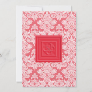Invitación cruzada roja del damasco y del boda de