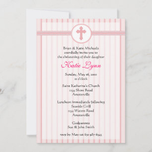 Invitación cruzada rosada a rayas
