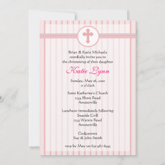 Invitación cruzada rosada a rayas