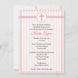 Invitación cruzada rosada a rayas