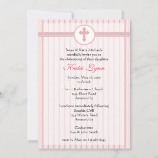 Invitación cruzada rosada a rayas