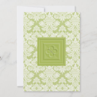 Invitación cruzada verde del damasco y de la boda