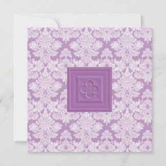 Invitación cruzada y violeta del boda del damasco