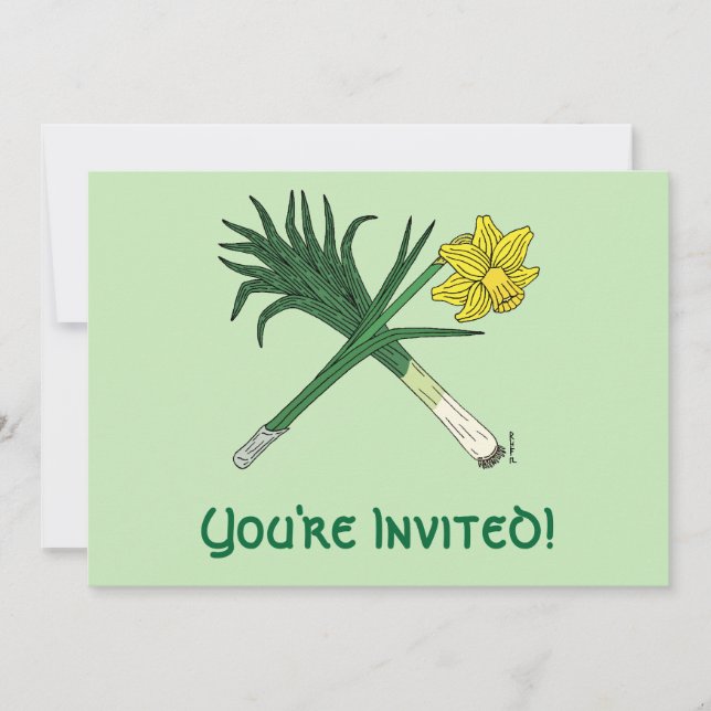Invitación Cruzado de puerros y daffodil (Anverso)