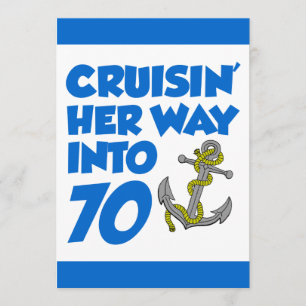 Invitación Cruzando su camino hacia 70 invitadas