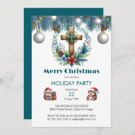 Invitación Cruzar con Navidades de los acentos azules de invi