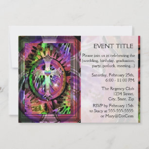 Invitación Cruzar en colores de tinta con centro cardiaco.