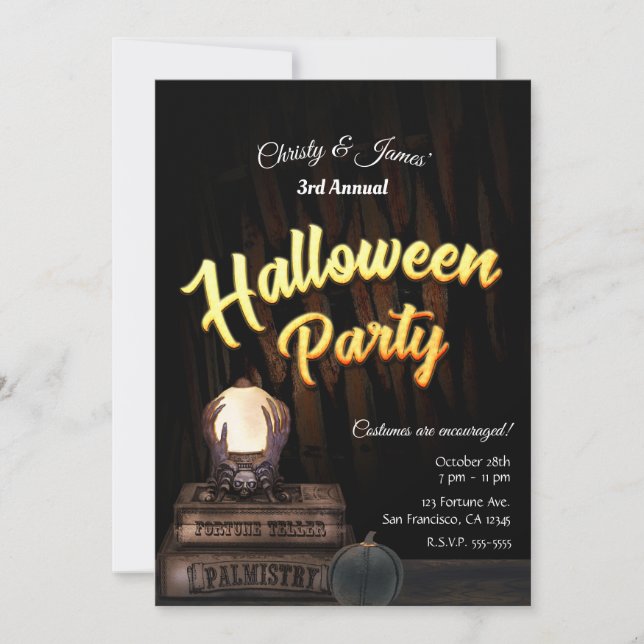 Invitación Crystal Ball fiesta de Halloween de la telonera de (Anverso)