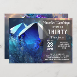 Invitación Crystal Gemstone Septiembre Virgo Sapphire Cumplea