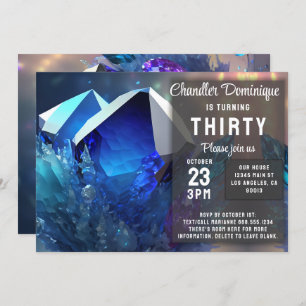 Invitación Crystal Gemstone Septiembre Virgo Sapphire Cumplea