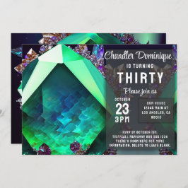 Invitación Crystal Jewel Green Emerald Gemstone May Birday