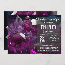 Invitación Crystal Jewel Tone Cancer Ruby Red July Cumpleaños