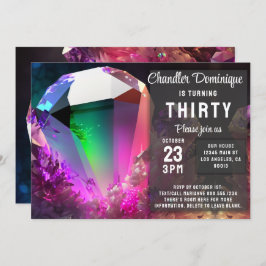 Invitación Crystal Jewel Tone Tourmaline Cumpleaños de octubr