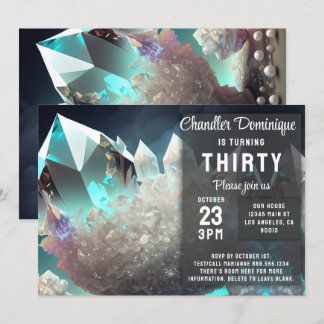 Invitación Crystal Jewels Pearl Aries Diamond April Cumpleaño