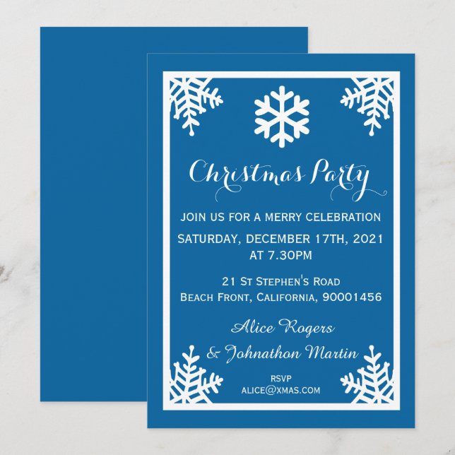 Invitación Crystal Snowflake Christmas Party Invitation (Anverso / Reverso)