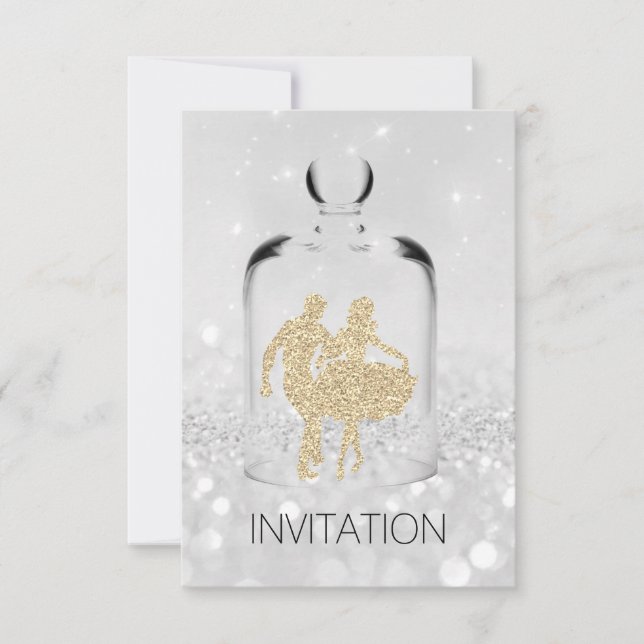 Invitación Crystals HoeDown Country Fiesta Gray Gold Purpurin (Anverso)