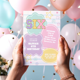 Invitación Cuaderno de cumpleaños con parche pastel de letras