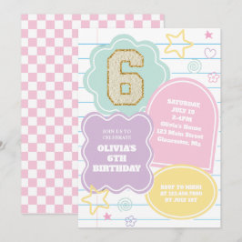 Invitación Cuaderno de cumpleaños con parche pastel de prepar