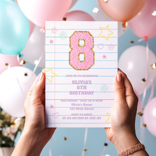 Invitación Cuaderno de notas con parches pastel preppy de la 