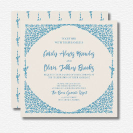 Invitación cuadrada Azulejo Blue Boda