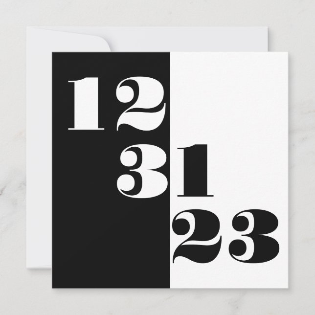 Invitación cuadrada de Año Nuevo 2023 123123 B&W (Anverso)