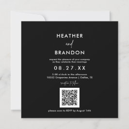 Invitación cuadrada de Boda de código QR negro