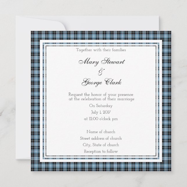 Invitación cuadrada de Boda escocés Clark (Anverso)
