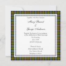 Invitación cuadrada de Bowie Scottish Boda