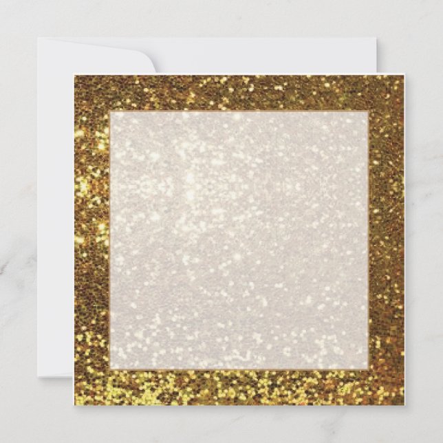 Invitación cuadrada de fondo con brillo dorado (Anverso)