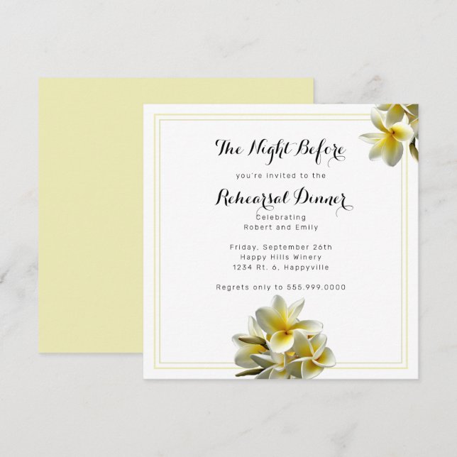 Invitación cuadrada de la cena con ensayo de Plume (Anverso / Reverso)