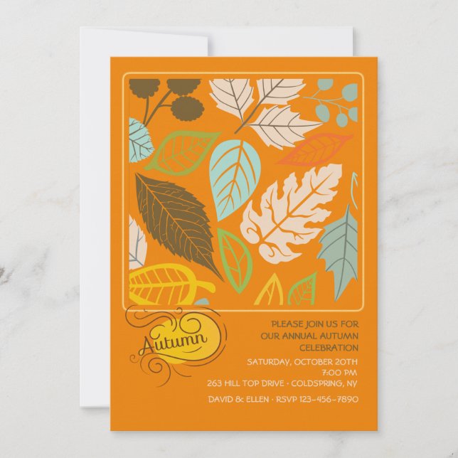 Invitación cuadrada de otoño (Anverso)