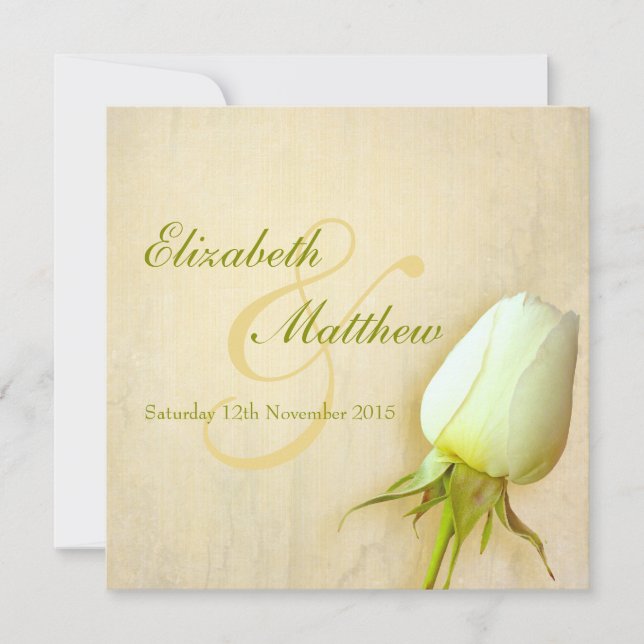 Invitación cuadrada de un solo boda de brote blanc (Anverso)