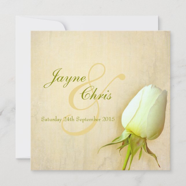 Invitación cuadrada de un solo boda de brote blanc (Anverso)