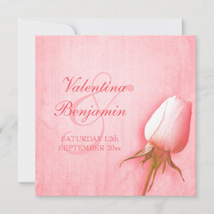 Invitación cuadrada del boda de brote rosa claro r