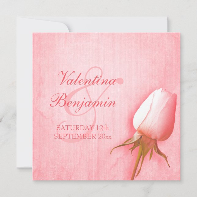 Invitación cuadrada del boda de brote rosa claro r (Anverso)