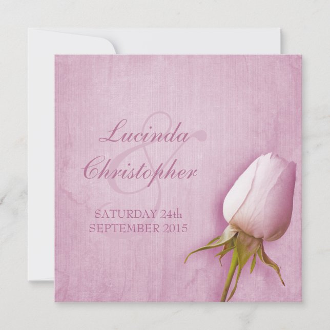 Invitación cuadrada del boda púrpura rosa bud lila (Anverso)