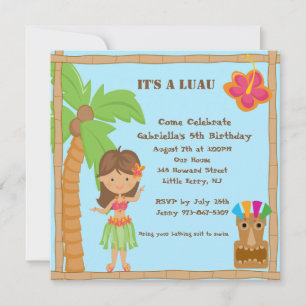 Invitación cuadrada del cumpleaños de Luau del