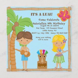Invitación cuadrada del cumpleaños de Luau del