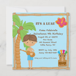 Invitación cuadrada del cumpleaños de Luau del