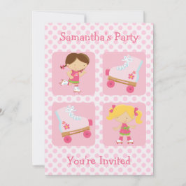 Invitación cuadrada del fiesta del Rollerskating