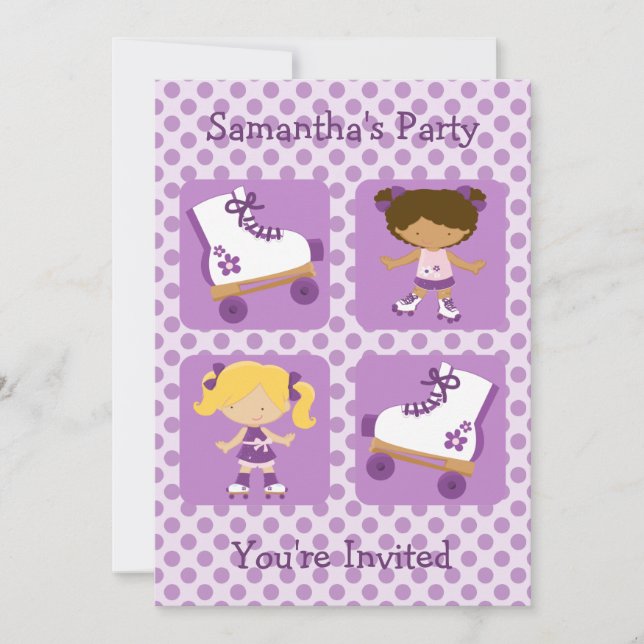 Invitación cuadrada del fiesta del Rollerskating (Anverso)
