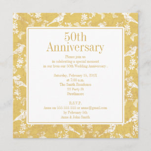 Invitación cuadrada dorada para 50 aniversario de 