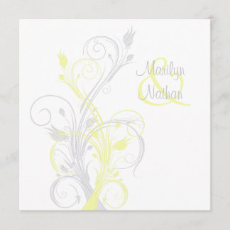 Invitación cuadrada floral amarilla de la boda del
