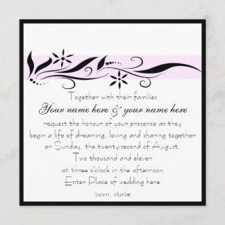 Invitación cuadrada floral del boda del negro y