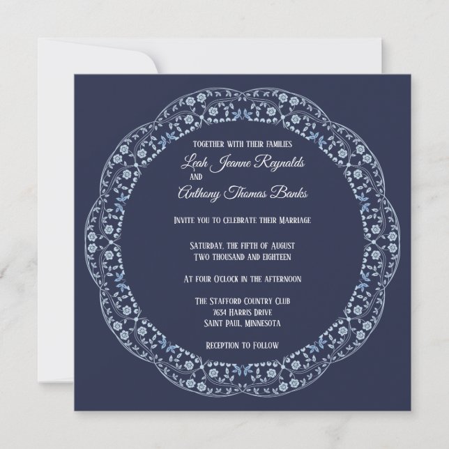 Invitación Cuadrada Mandala Azul (Anverso)