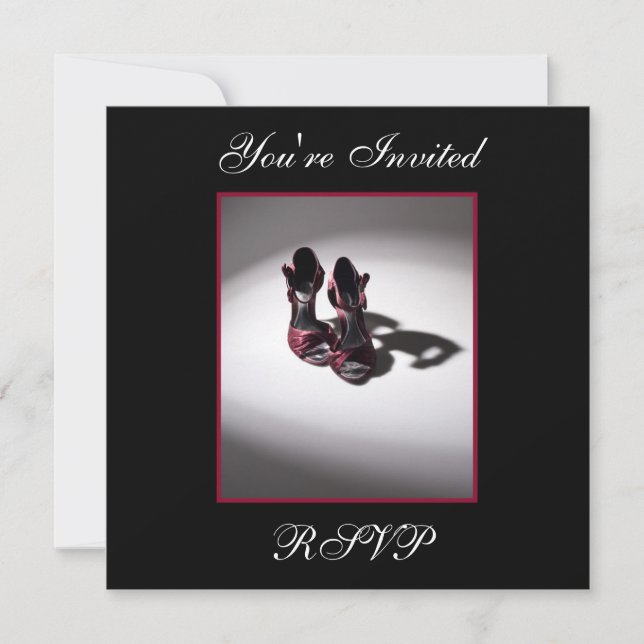Invitación cuadrada para zapato de fiesta de cumpl (Anverso)