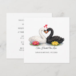 Invitación Cuadrada Personalizada Dos Coraçones Un
